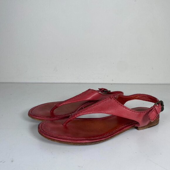 Red Leather Thong Sandals - Picture 2 of 5